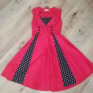 SMALL- Red Rockabilly/Vintage Inspired Dress